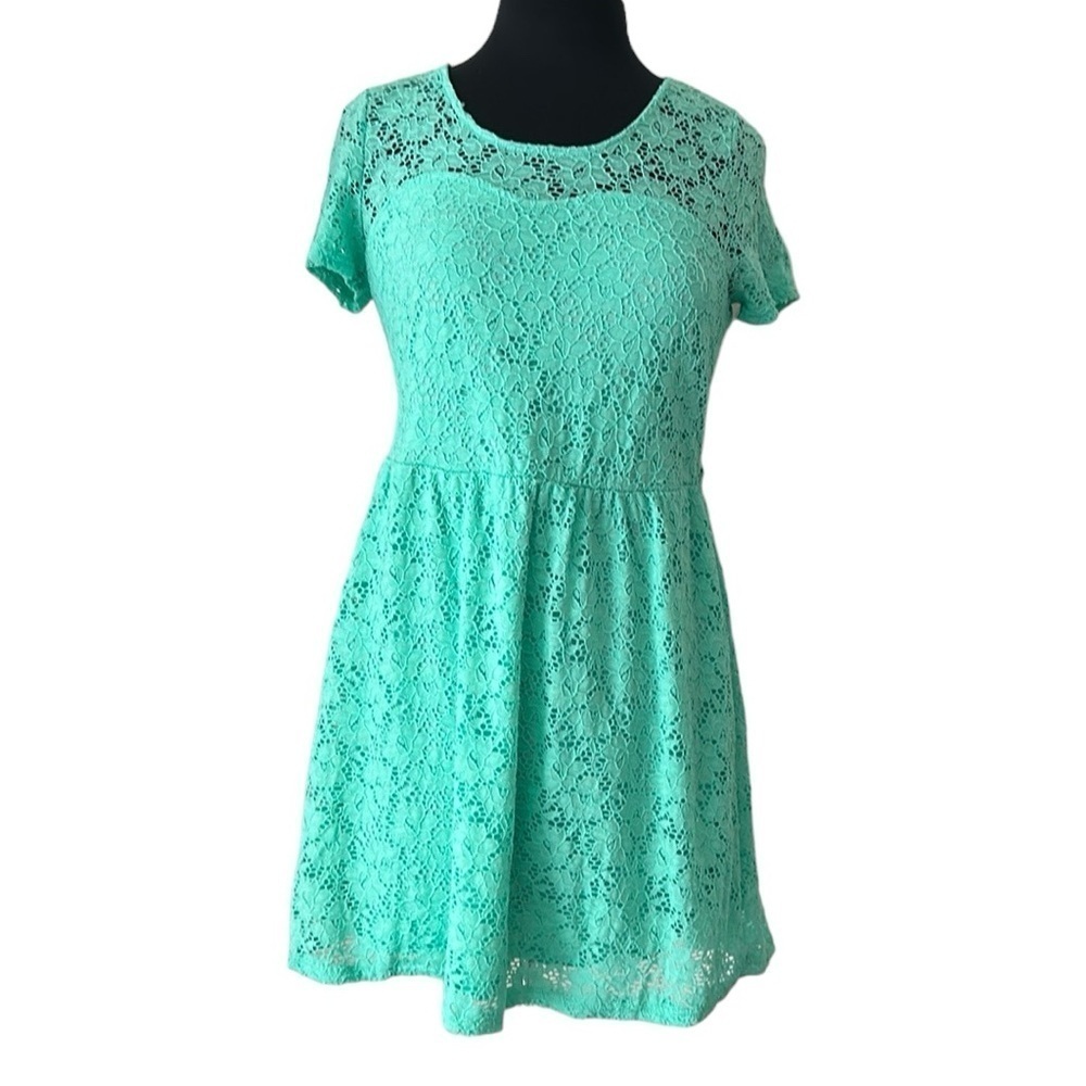 Bongo mint green/teal crochet lace, mini dress Junior’s size extra large